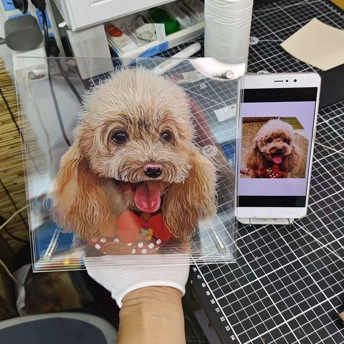 Memorpaw Custom 3D Handcrafted Layered Acrylic Pet Portrait