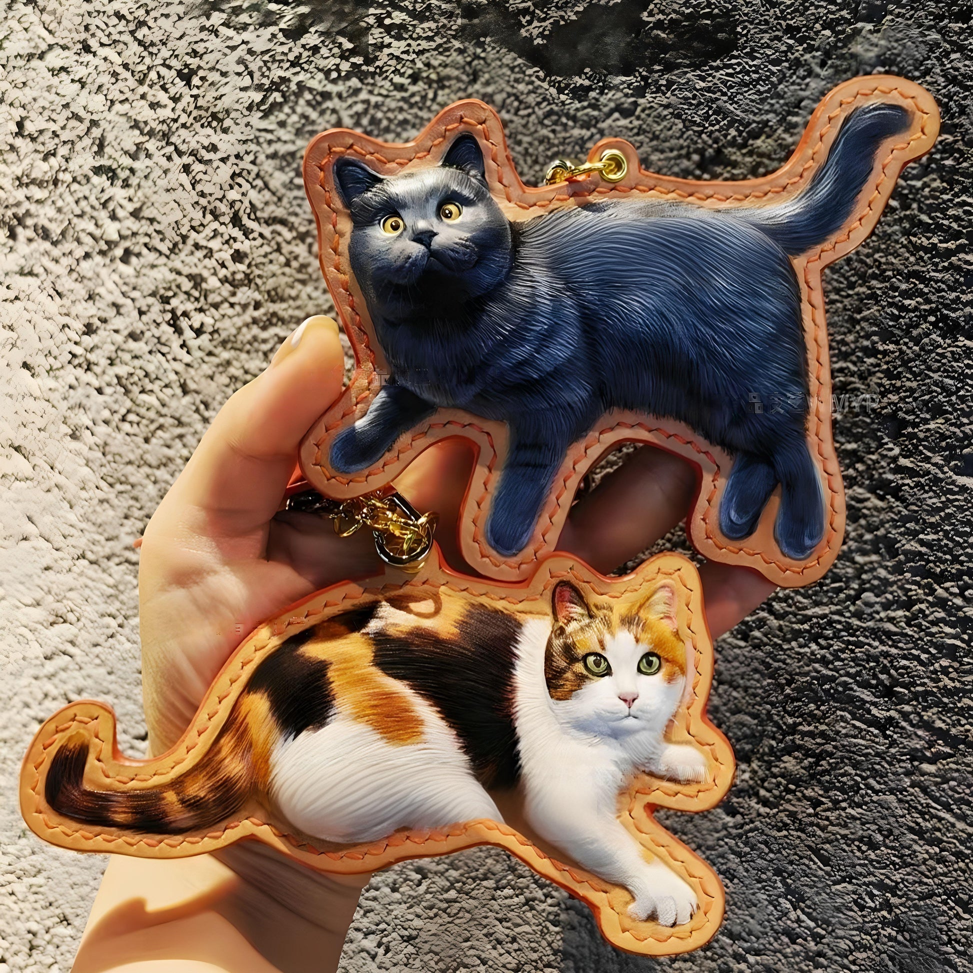 Memorpaw Custom Hand Painted Leather Pet Portrait Keychain