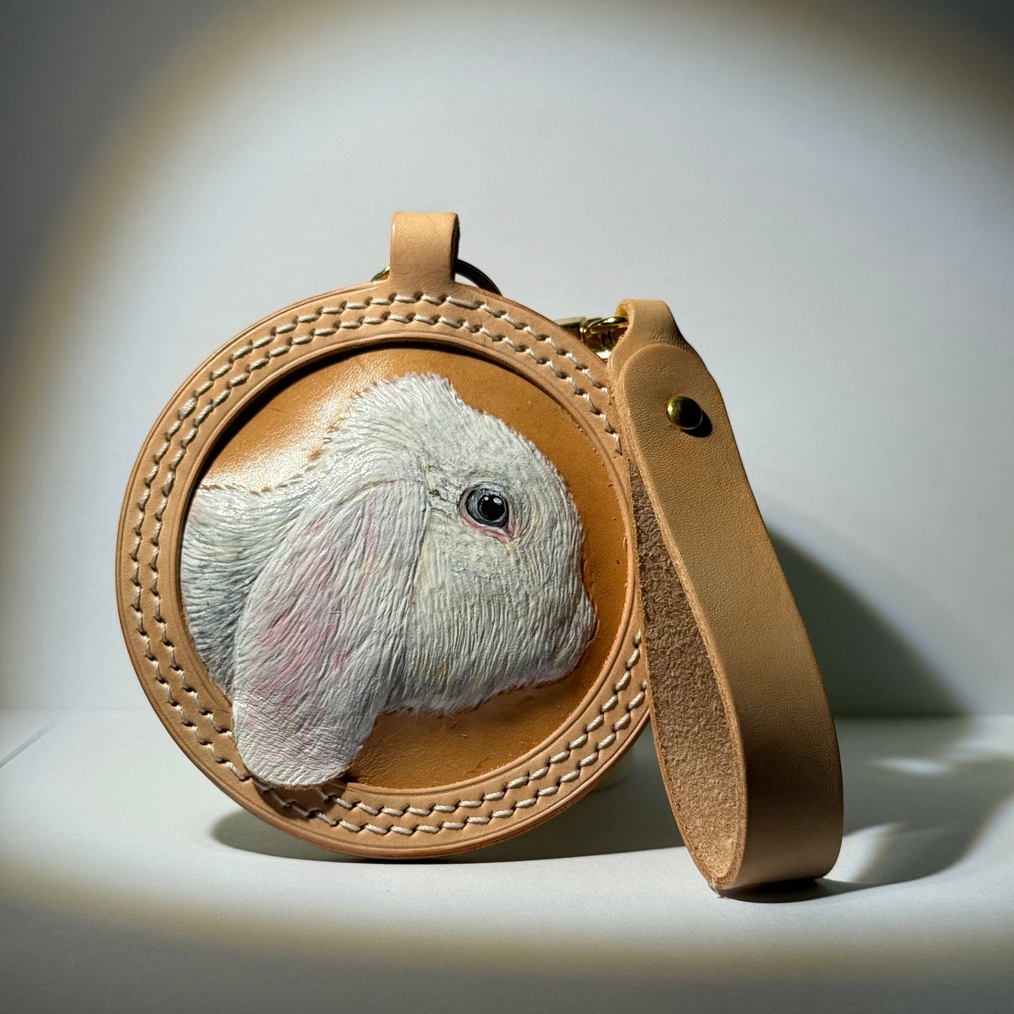 Memorpaw Custom Hand Painted Leather Pet Portrait Keychain