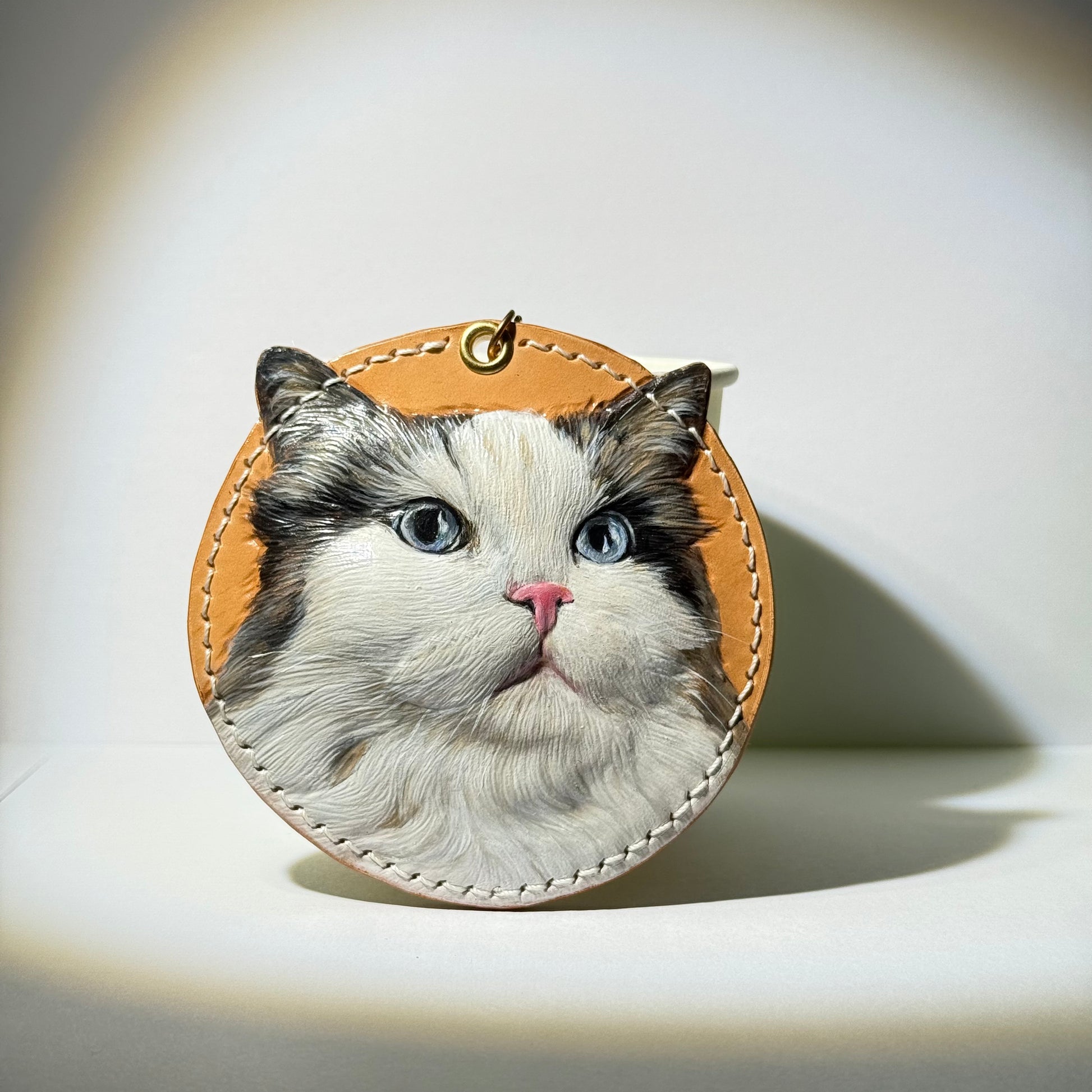 Memorpaw Custom Hand Painted Leather Pet Portrait Keychain
