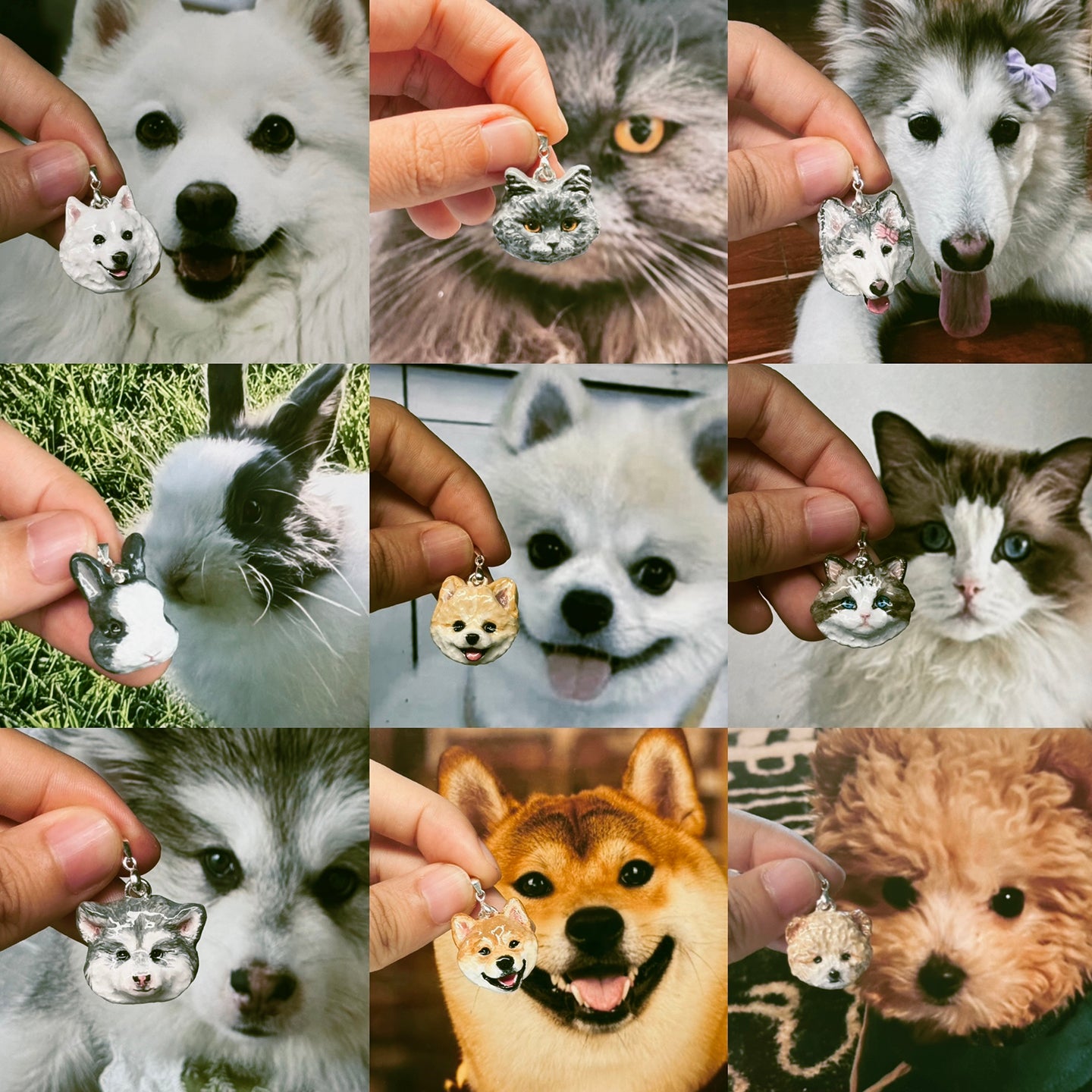 Memorpaw Customized Soft Ceramic Pet Portrait Necklace Ring Brooch Keychain