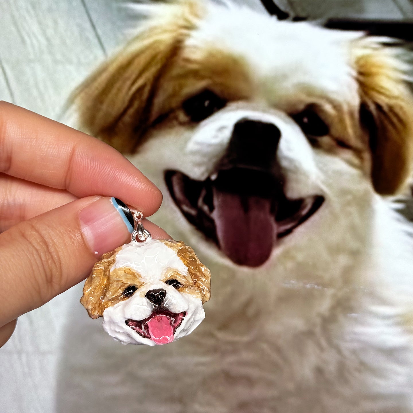 Memorpaw Customized Soft Ceramic Pet Portrait Necklace Ring Brooch Keychain