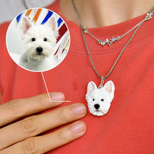Memorpaw Customized Soft Ceramic Pet Portrait Necklace Ring Brooch Keychain