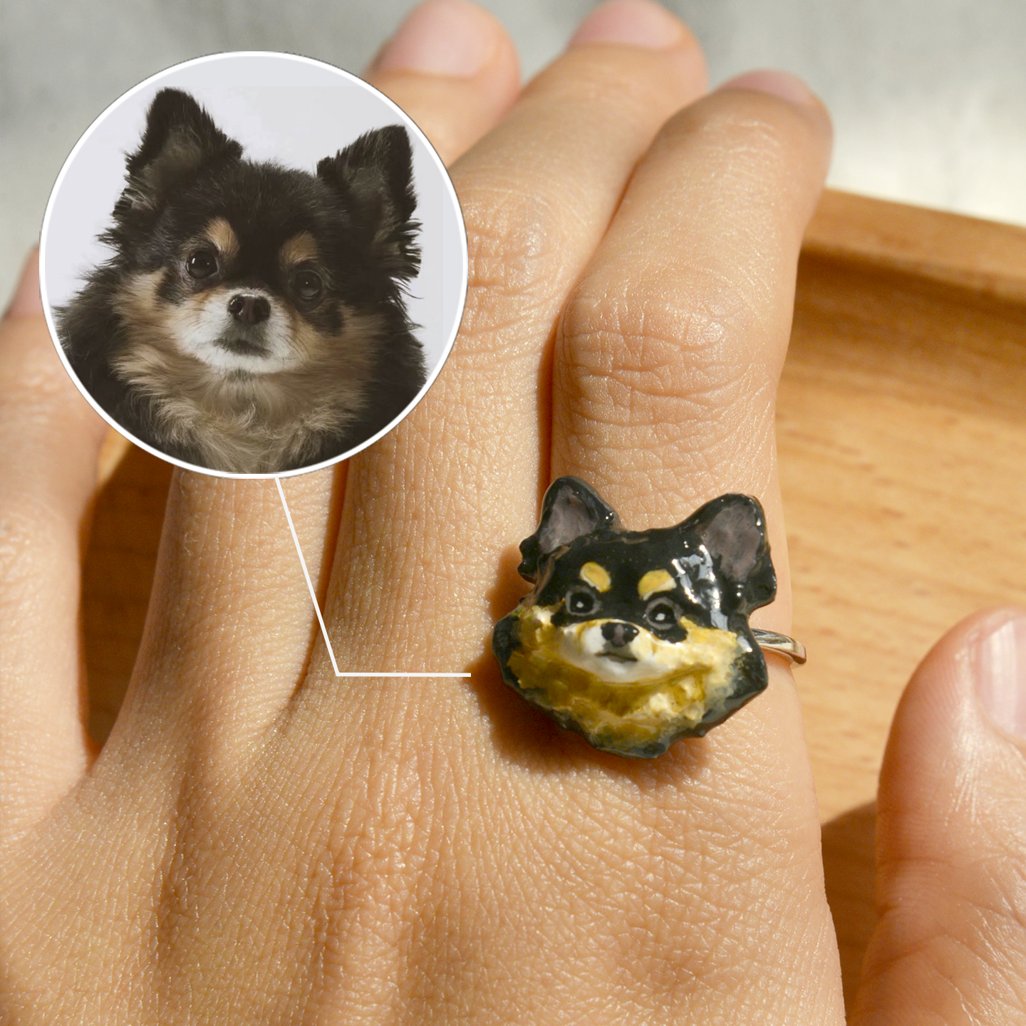 Memorpaw Customized Soft Ceramic Pet Portrait Necklace Ring Brooch Keychain