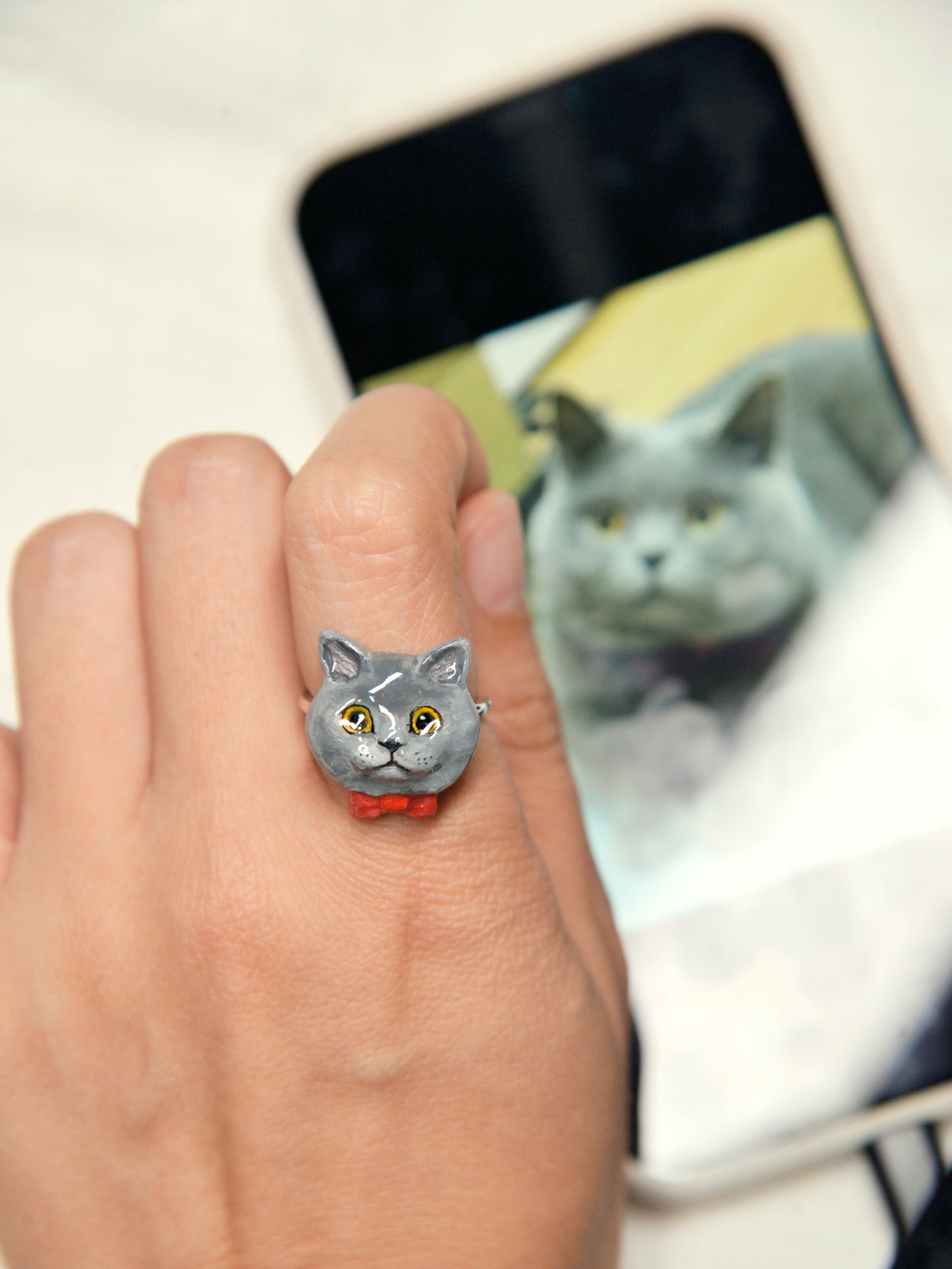 Memorpaw Customized Soft Ceramic Pet Portrait Necklace Ring Brooch Keychain