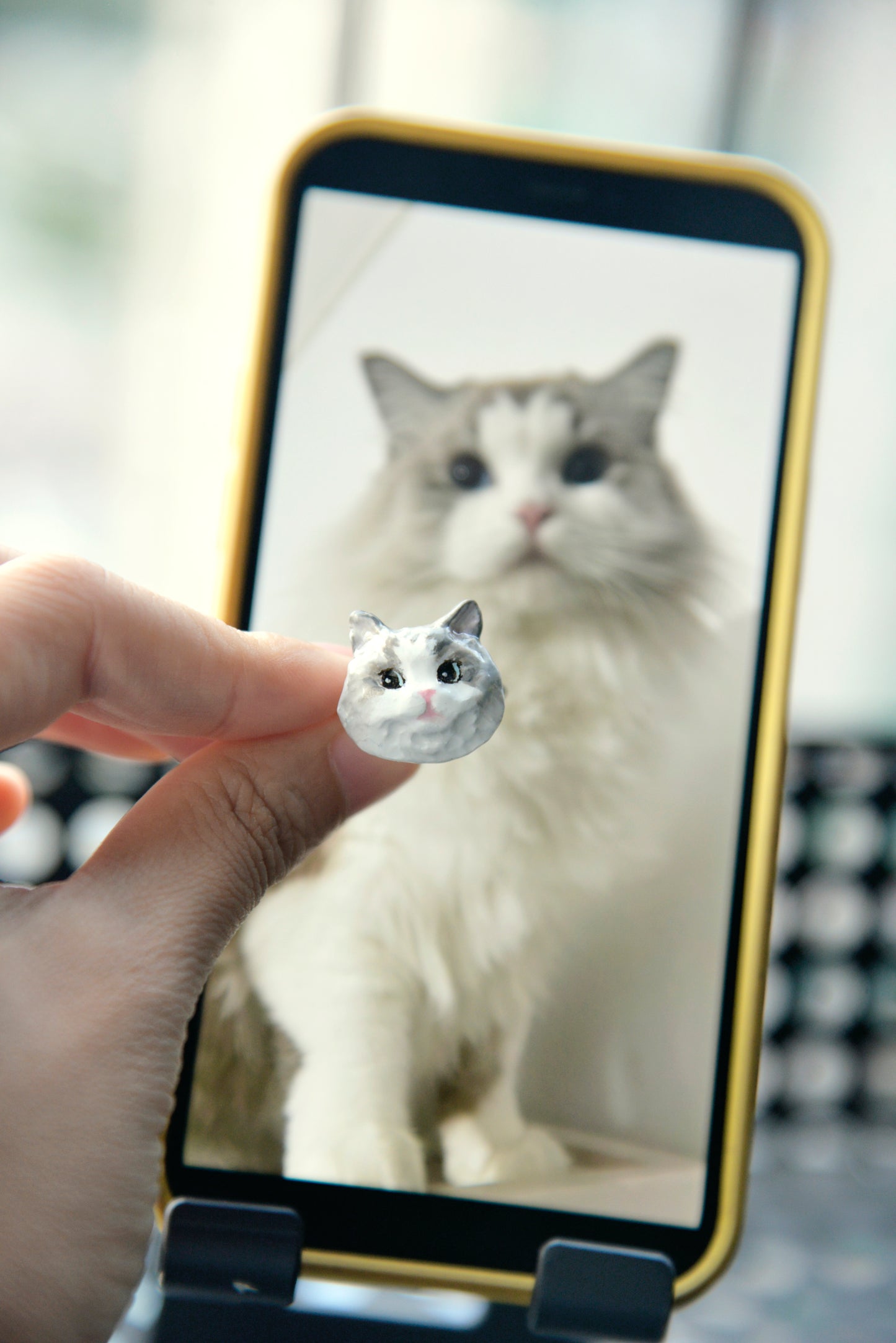 Memorpaw Customized Soft Ceramic Pet Portrait Necklace Ring Brooch Keychain