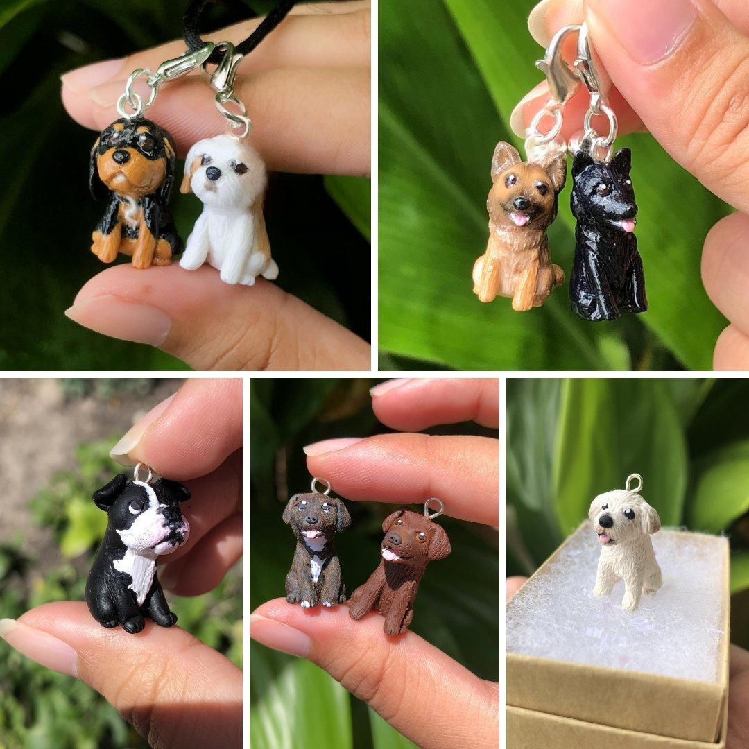 Memorpaw Customized Soft Ceramic Pet Portrait Necklace Ring Brooch Keychain