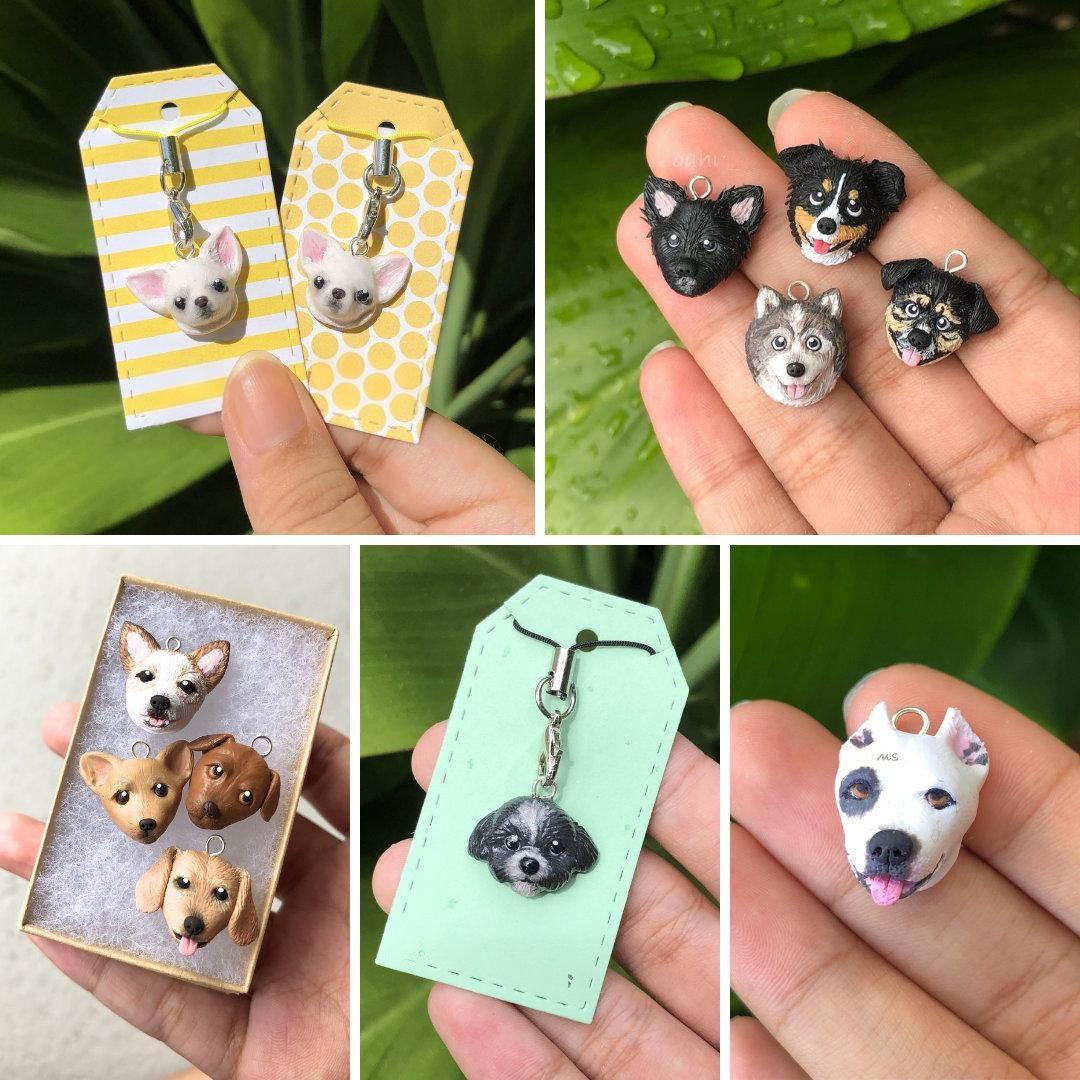 Memorpaw Customized Soft Ceramic Pet Portrait Necklace Ring Brooch Keychain