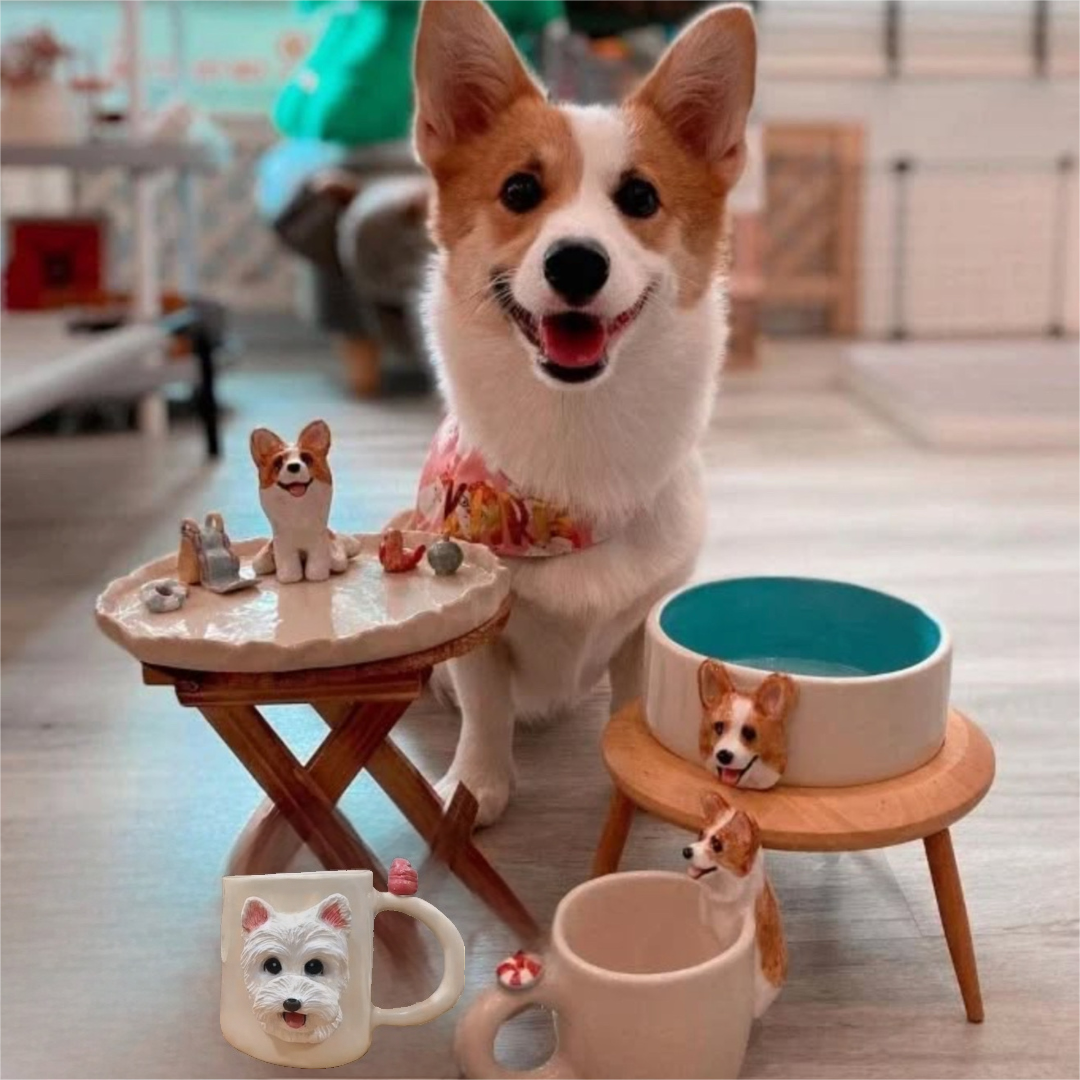 Memorpaw Pet Custom Ceramic Handmade Slow Food Water Bowl