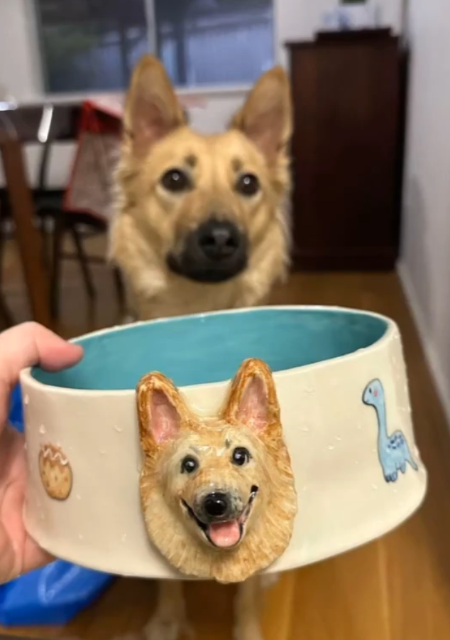Memorpaw Pet Custom Ceramic Handmade Slow Food Water Bowl