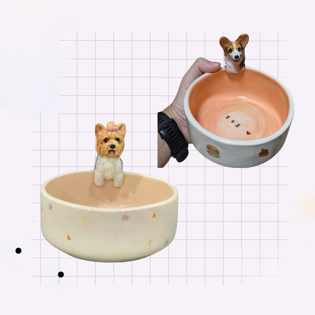 Memorpaw Pet Custom Ceramic Handmade Slow Food Water Bowl