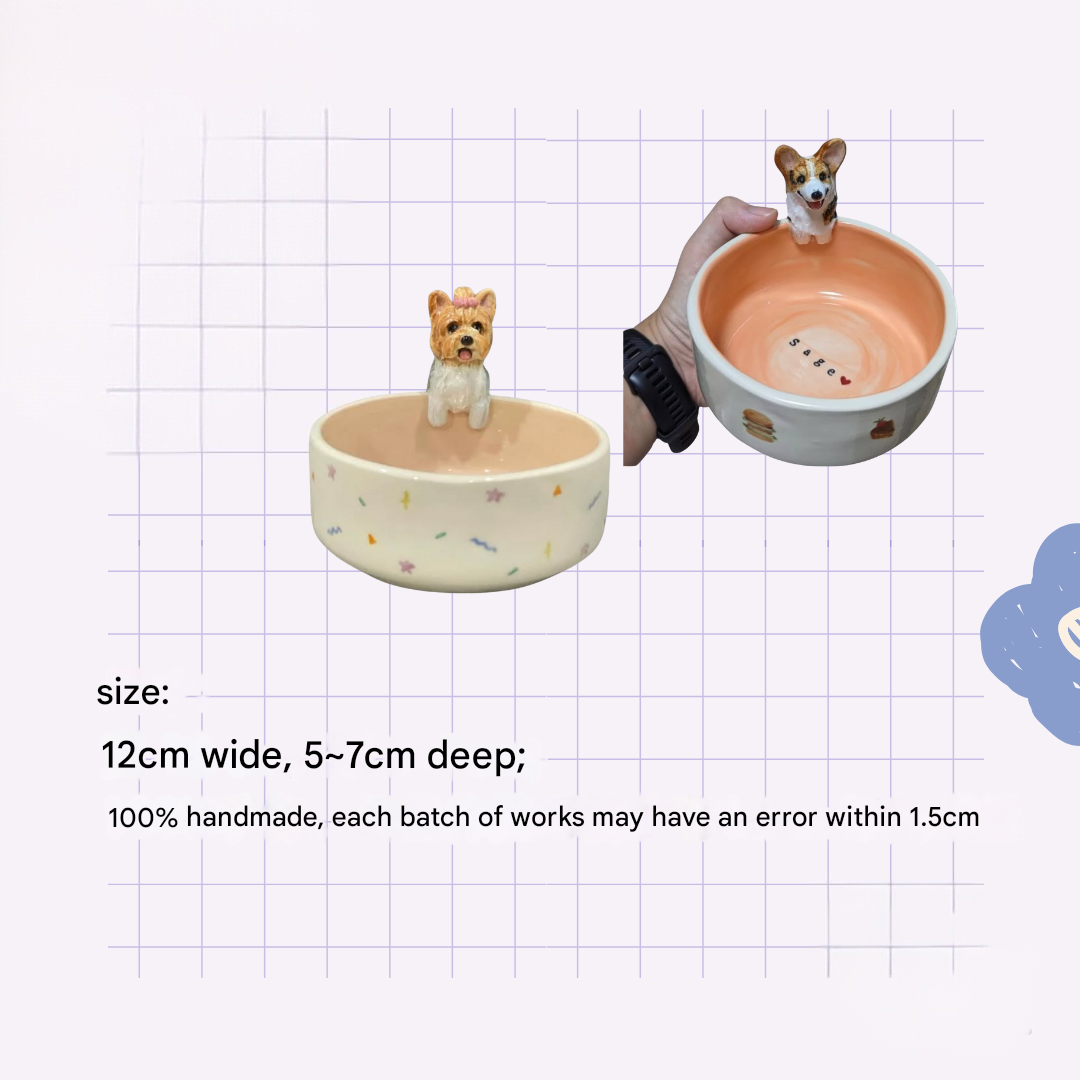 Memorpaw Pet Custom Ceramic Handmade Slow Food Water Bowl