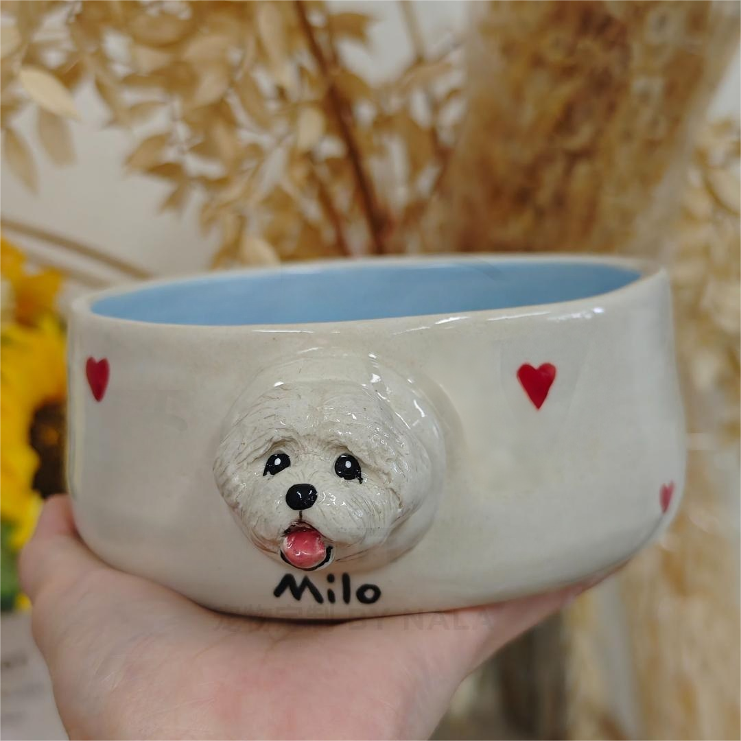 Memorpaw Pet Custom Ceramic Handmade Slow Food Water Bowl