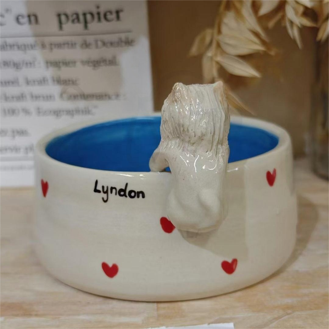 Memorpaw Pet Custom Ceramic Handmade Slow Food Water Bowl