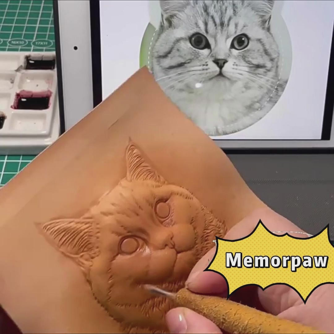 Memorpaw Custom Hand Painted Leather Pet Portrait Keychain