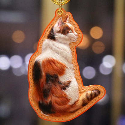 Memorpaw Custom Hand Painted Leather Pet Portrait Keychain 