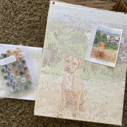 Memorpaw Custom Pet Portrait DIY Oil Painting Paint by Numbers 
