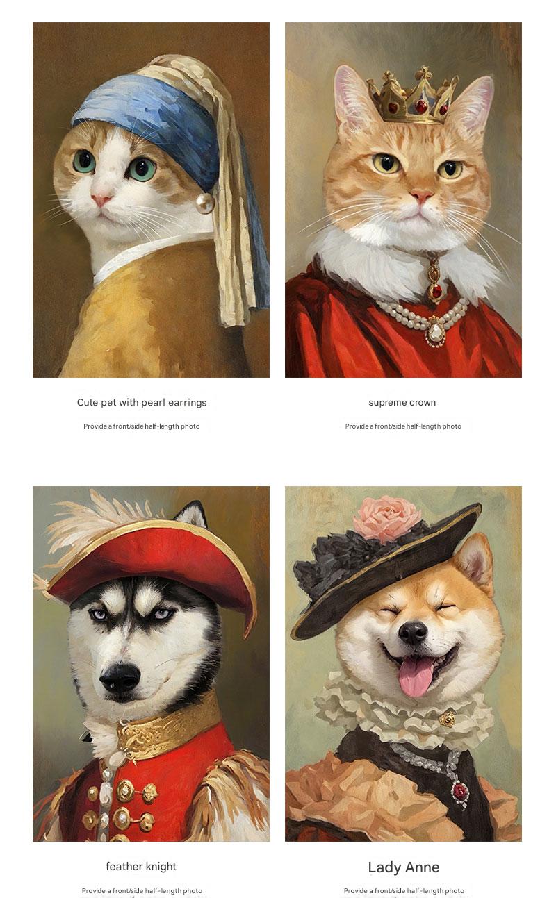Memorpaw Hand-Painted Royal Pet Portrait Dress-up Oil Painting 