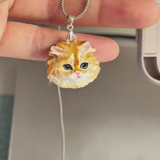 Memorpaw Customized Soft Ceramic Pet Portrait Necklace Ring Brooch Keychain 